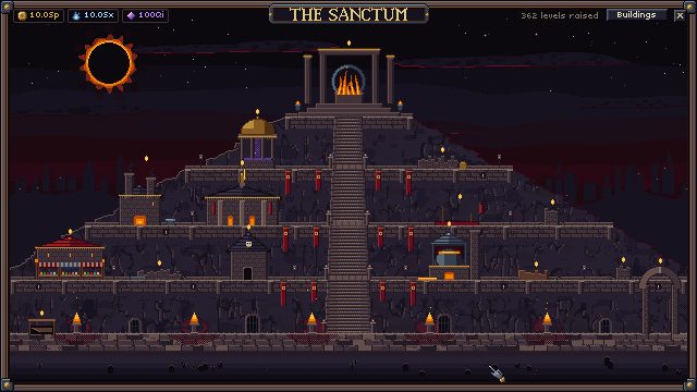 The Sanctum, a town of stairs and fires under a dark sun