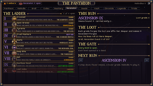 The Ascension ladder and its ten Wake Omens